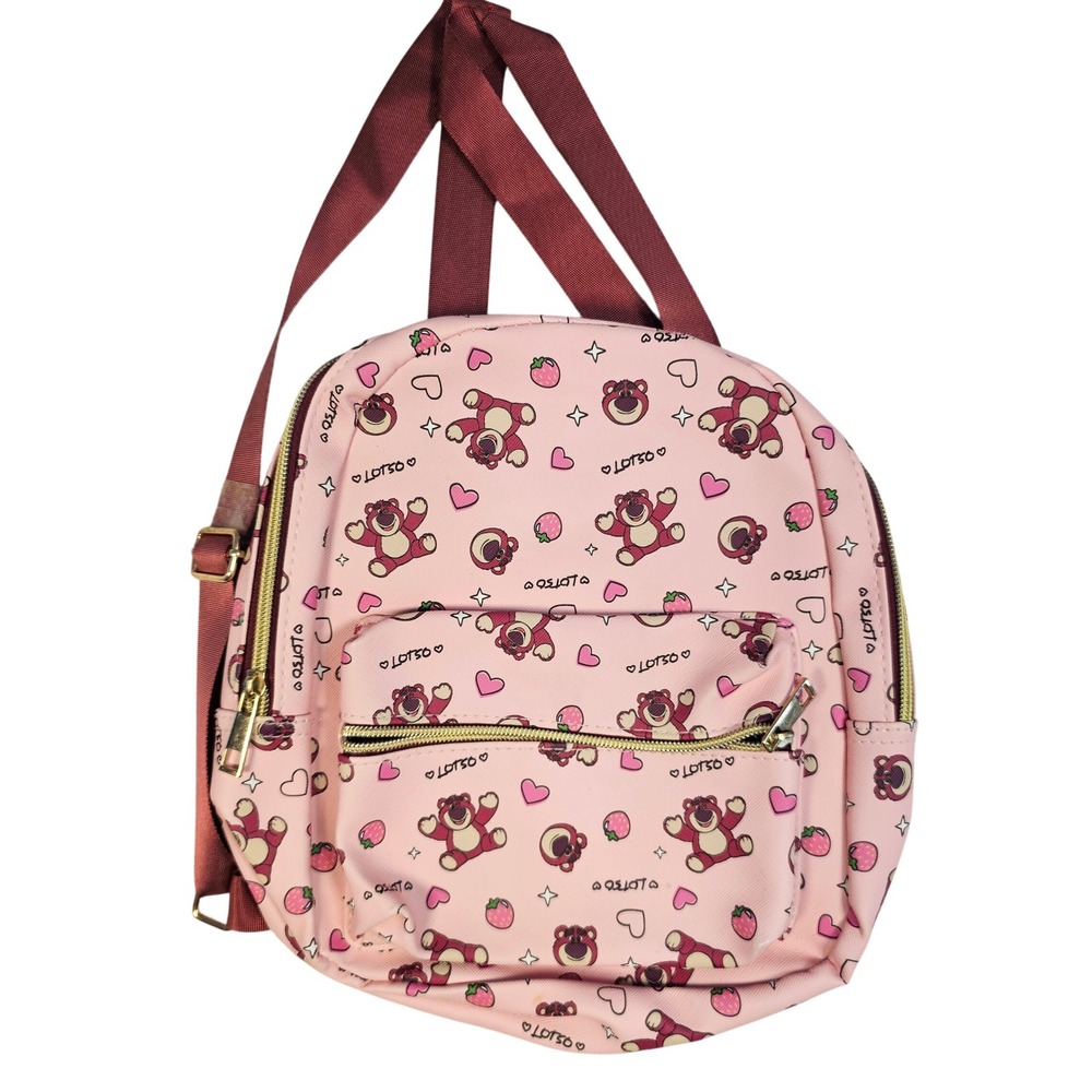 Disney Pixar Toy Story Lotso Bear Mini Backpack Pink All Over Print Bag